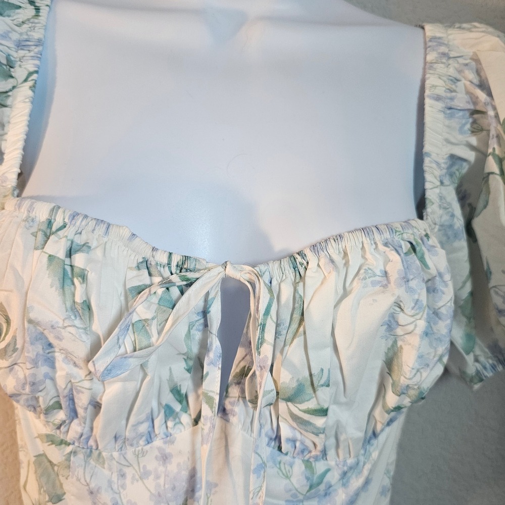 Mable NWT midi blue white floral dress medium cottage core fairy core - Picture 6 of 11